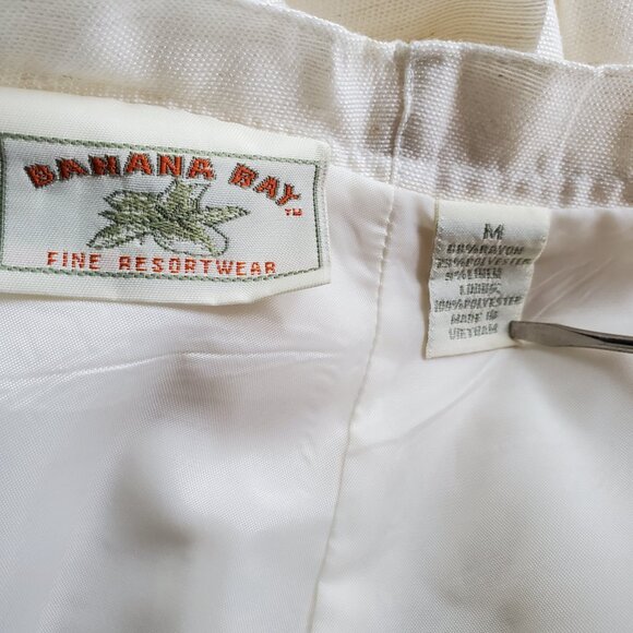 Banana Bay 3 Piece Women's M Tropical Resort Wear Set Apricot Tank Blouse Capris - Picture 13 of 15